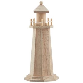 Rayher Lighthouse Wooden Height 25 cm Nautical Mediterranean Decoration Decorative Lighthouse Perfect for Maritime Decorations 6199100