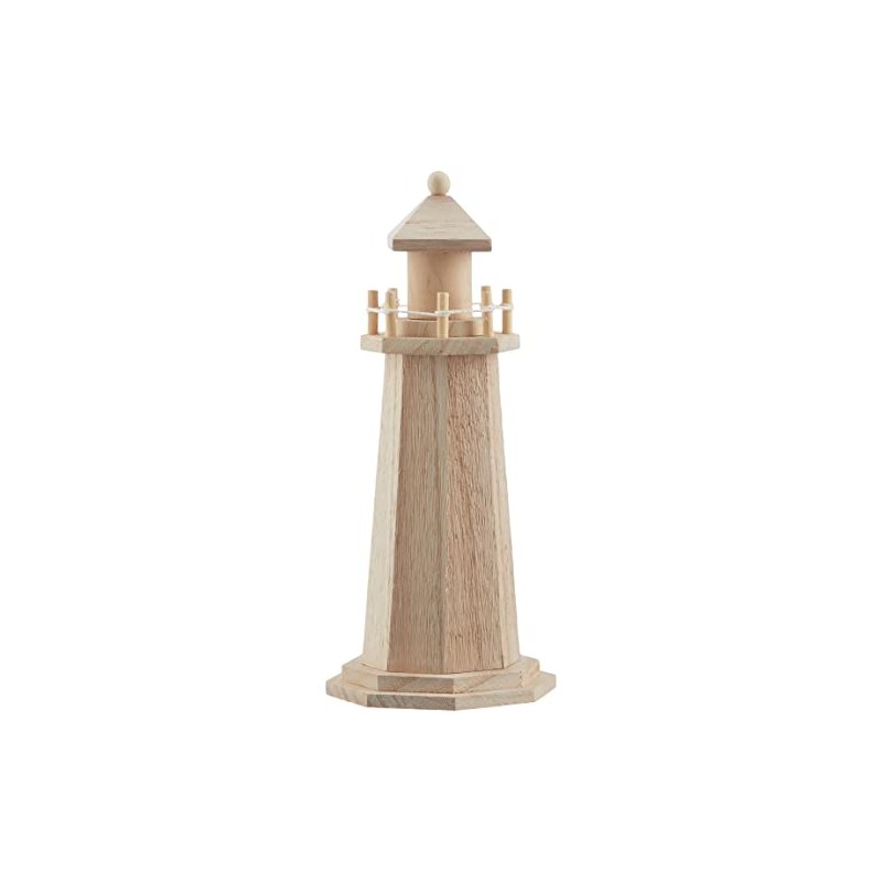 Rayher Lighthouse Wooden Height 25 cm Nautical Mediterranean Decoration Decorative