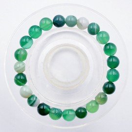 AD Beads Natural Gemstone Round Beads Stretch Bracelet Healing Reiki 8mm (Green Banded Agate)