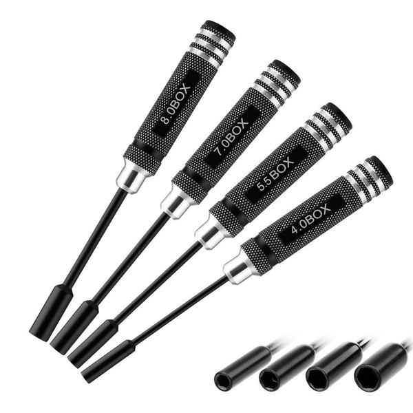 FLY RC 4PCS 4.0mm 5.5mm 7.0mm 8.0mm Hex Driver Set Screwdriver RC Tools Screw Drivers Wrench Tool Kit for RC Quadcopter Car Multi-Axis FPV Racing Drone (4.0mm 5.5mm 7.0mm 8.0mm)