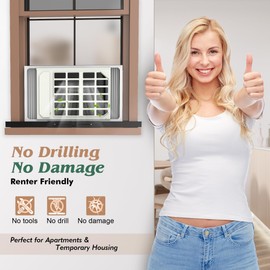 Marudina Upgraded No-Drill Window AC Bracket, Adjustable Window Air Conditioner Support for Single/Double Hung Windows, Heavy-Duty Holds 250lbs,Easy Installation, Rustproof Aluminum, Renter Friendly