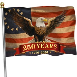 American 250 Anniversary Flags 3x5 FT for Outside, Double Sided 3-Ply Patriotic USA Flag 1776-2026 Fabric with 4 Brass Grommets, 250 Anniversary USA Merchandise, 4th of July Decorations Outdoor