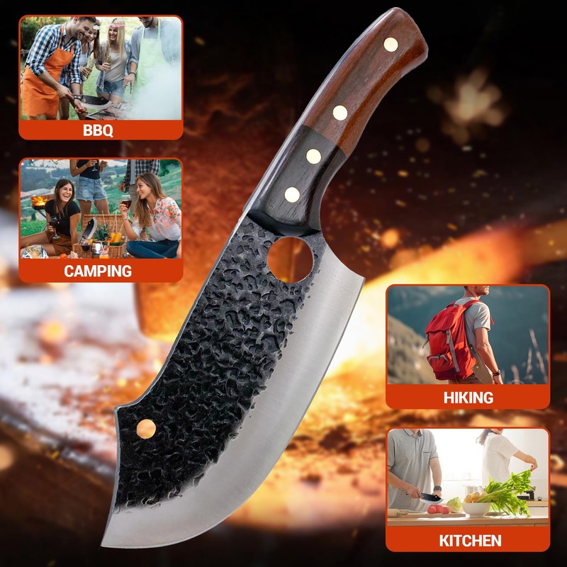ANLJNCC Meat Cleaver Knife for Meat Cutting with Sheath, Professional