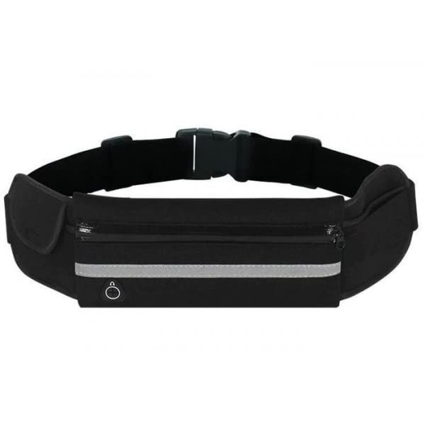 PARENCE. - Running Belt Black 3 Pockets with Reflective Tape/Running/Smartphone/Water