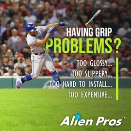 ALIEN PROS Bat Grip Tape for Baseball 1.1 MM (2 Pack, Grey) - Precut and Pro Quality Bat Tape - Wrap Your Bat for an Epic Home Run - Replacement for Old Baseball bat Grip
