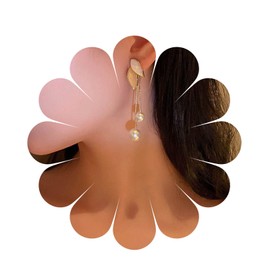 Aneneiceera Boho Long Tassel Pearl Dangle Drop Earrings Gold Large Pearl Charm Earrings Minimalist Enamel Cluster Stud Earrings Statement Bridal Pearl Earrings Jewellery for Women and Girls