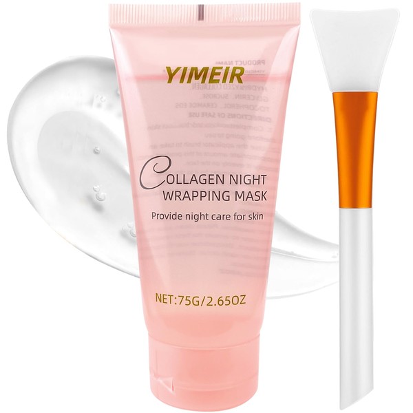 Collagen Night Wrapping Mask, Collagen Overnight Peel-Off Face Mask, Reduces