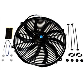 A-Team Performance 130031 16" Heavy Duty 12V Radiator Electric Wide Curved S Blade Fan 3000 CFM Reversible Push or Pull with Mounting Kit