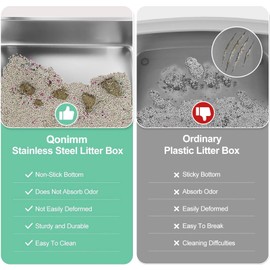 Stainless Steel Cat Litter Box with Lid, Extra Large Metal Litter Box High Sided, Easy Clean, Anti-Leakage, Non-Sticky, Never Absorbs Odors