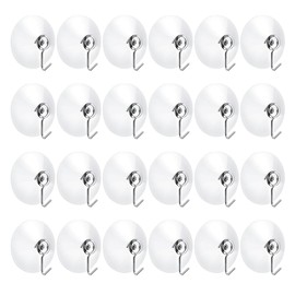 ONEBO 24 Pcs Suction Cup Hooks,Multi-Purpose Suction Cup Hooks,Removable and Reusable Shower Hooks,Towel Hanging Hook,for Bathroom Kitchen (Load of 2KG)