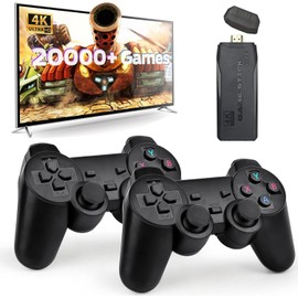 Retro Game Console, Wireless Retro Game Stick, Revisit Video Games with Built-in 9 Emulators, 20040+ Games, HDMI Output, and Dual 2.4GHz Wireless Game Stick, for TV Plug and Play (64G)