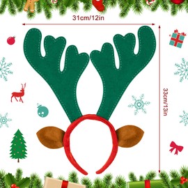 Janinka 20 Pcs Christmas Reindeer Antlers Headband Christmas Headbands Deer Headband with Ears Xmas Deer Horn Headband Funny Cute Reindeer Hair Hoop for Kids Adults Holiday Party Costume, 13.58 Inch