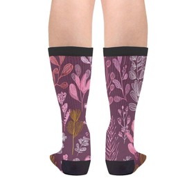 DEKIFNHG Pink Plant Doodles Socks Funny Novelty Socks Casual Athletic Crazy Crew Socks For Women Men Gifts
