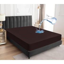 Sufdari Waterproof Mattress Protector, Small Double (4FT), 122x190cm, Brown, Microfiber, 150 gsm, 120 Thread Count, Fitted Sheet, Machine Wash