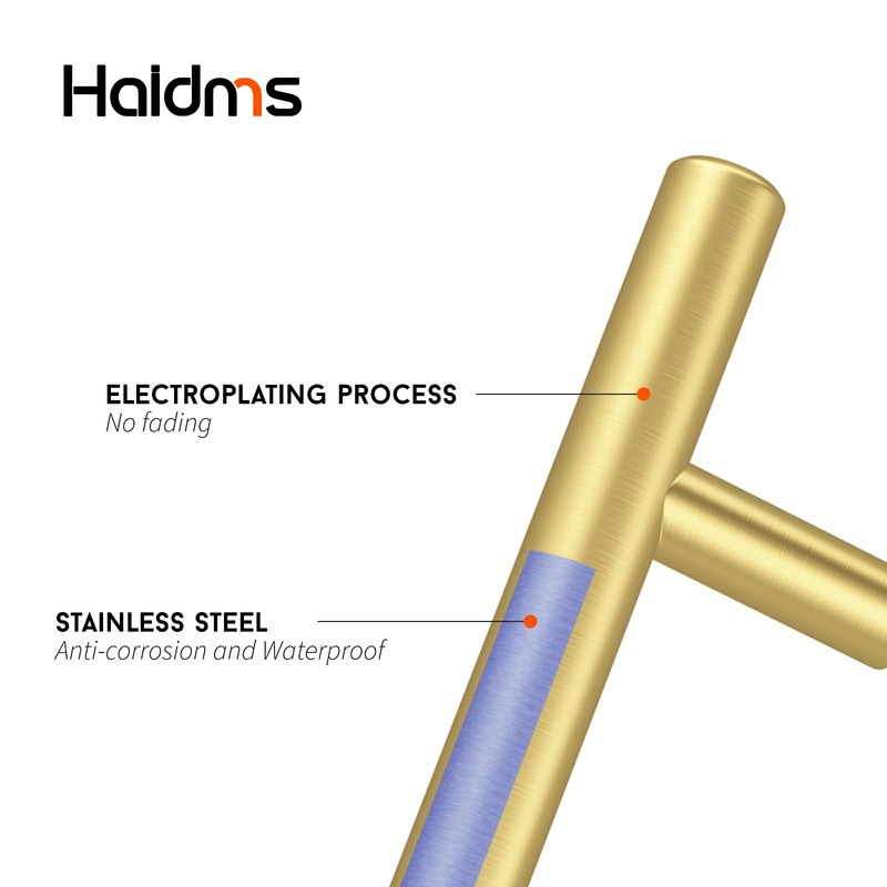 Haidms 10 Pack Brushed Brass Kitchen Cabinet Pulls, 2-1/2 Inch