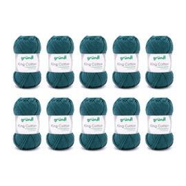 Gründl King Cotton 55% Polyacrylic & 45% Cotton 50g/78m 55% Polyacrylic & 45% Cotton Knitting & Crochet Yarn, Teal, Teal