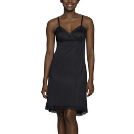 Vanity Fair Women's Rosette Lace Trim V-Neck Full Slip (10103), Black, X-Large