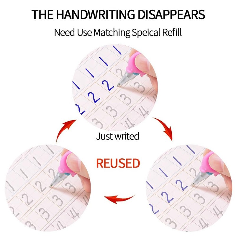 DTREEL 4 Pack of Reusable Grooved Writing Books for Kids,