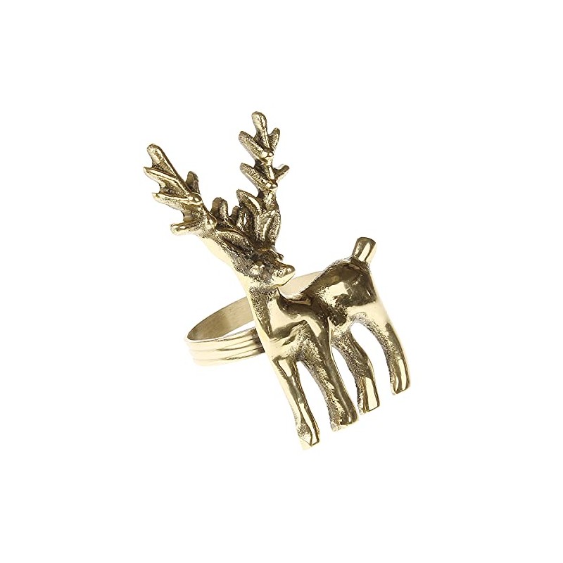 Macosa WV50593 Set of 6 Napkin Rings Deer Gold Napkin