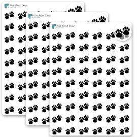 Paw Pet Planner Stickers / 54 Gold Foil (1/2”) / Dog Cat Care Medication Groom Reminder/Essential Productivity Life Planner/Bujo Bullet Journaling/Todo Appointments (3 Sheets, Black (no foil))