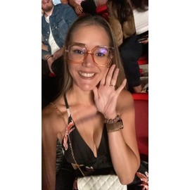 FEISEDY Oversized Square Blue Light Blocking Glasses Eye Strain Glare Pearl Inlay Arm Cat Eye Fashion Eyewear B2639