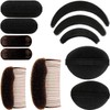 11 Pieces Sponge Volume Hair Bases Set Bump it Up Inserts Hair Styling Tools Bump Up Combs Clips Sponge Hair Bun Updo Accessories for Women Girl DIY Hairstyles (Black, Brown)