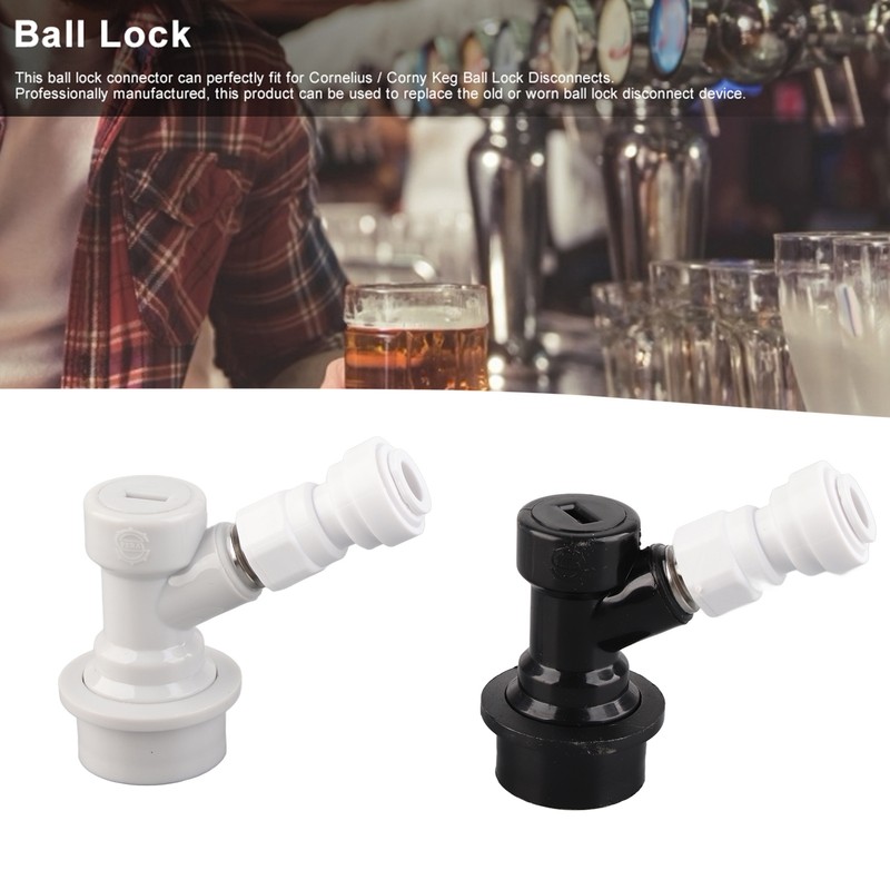 2Pcs Home Brewing Ball Lock Keg Connector + 8mm‑1/4in FFL