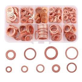 Pack of 200 Copper Sealing Rings Assortment, Washers, Seal Kits, Copper Seal Kits for Motor Vehicles, Ships, Generators, Machinery and Equipment (M5 M6 M8 M10 M12 M14)