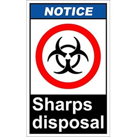 Cortan360 Sharps Disposal2 Notice OSHA/ANSI Label Decal Sticker Sticks to Any Surface