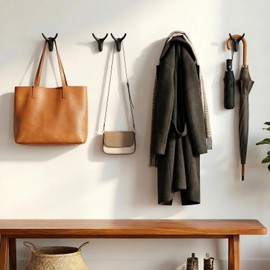 POZEAN 4 Pack Antler Wall Hooks for Hanging, Matte Black Heavy Duty Coat Hooks Wall Mounted for Coats Hats Bags Keys, Decorative Deer Antler Metal Hook for Entryway Mudroom Bathroom Bedroom (4, Black)