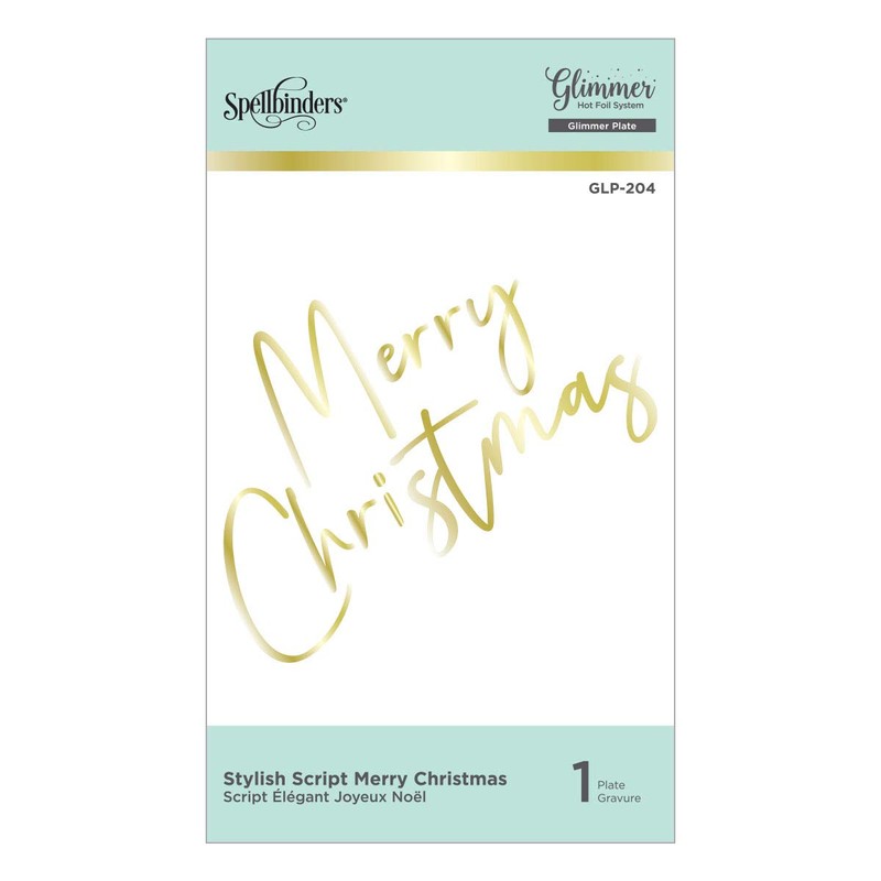 Spellbinders Stylish Script Merry Christmas Glimmer Hot Foil Plate