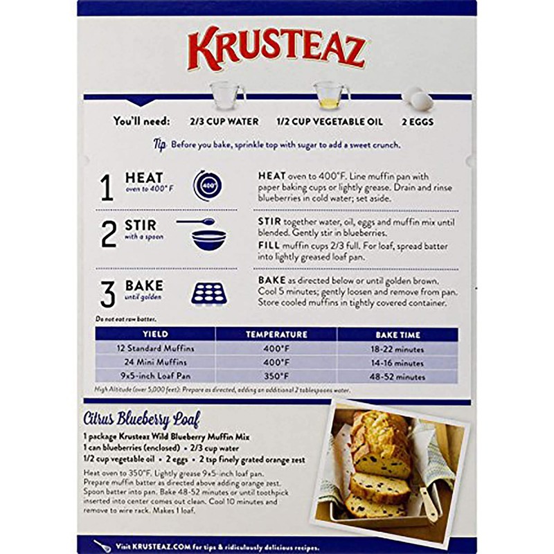Krusteaz Wild Blueberry Muffin Mix, 17.1 OZ (Pack of 3)