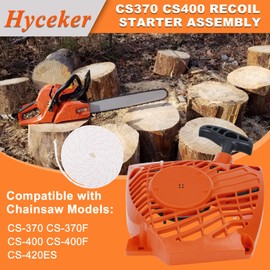 Hyceker CS370 CS400 Recoil Starter Assembly for Echo CS-370F CS-400 CS-400F CS-420ES Chainsaw Parts, CS-370 Starter Assy, CS 400 Recoil Starter with 3ft Pull Cord Start Rope A051000982 A051000981