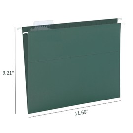 HERKKA Extra Capacity Hanging File Folders, 30 Pack Reinforced Letter Size Hanging Folders with Heavy Duty 0 Inch Expansion, Designed for Bulky Files, Green