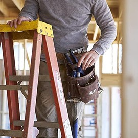 AWP AWP 10-Pocket Suede Tool Pouch | Durable General Construction Leather Tool Pouch | Brown