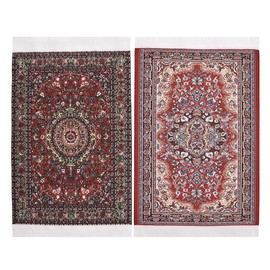 iLAND Dollhouse Accessories in 1:12 Scale, Miniature Rugs for Dollhouse Furniture, Woven Dollhouse Rugs, 15 x 10 cm, Pack of 2 (Enthusiastic)