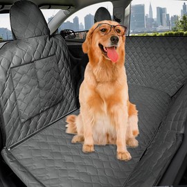 BEERTE Dog Car Seat Cover Fit for Toyota Tundra 2022-2025 Oxford Waterproof Scratchproof Dog Car Seat Cover for Back Seat Pet Seat Cover for Dogs Car Hammock with Mesh Window (Black Green)