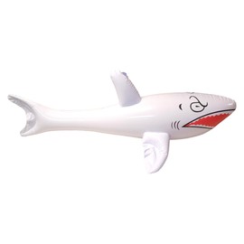 Jumbo 42" Inflatable Shark (3 Colors Available - Red, Blue and White) Huge Sharks for Decoration, Pool Play, Party Favor Toy. (White - 1 Pack)