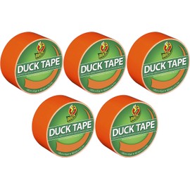 Duck Brand 1265019 Color Duct Tape, Neon Orange, 1.88 Inches x 15 Yards, Single Roll, 5 Pack
