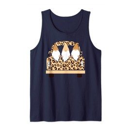 Valentines Day Leopard Print Vintage Farm Truck Gnome Tank Top
