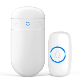 Wireless Doorbell, SECRUI Door bell Over 1000ft Coverage with 2 Plug-In Receivers, 1 Waterproof Push button, 52 Chimes, 110dB loud Sound Colorful LED Flash