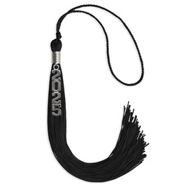 Endea Graduation Single Color Tassel with Silver Stacked Date Drop (Black, 2025)