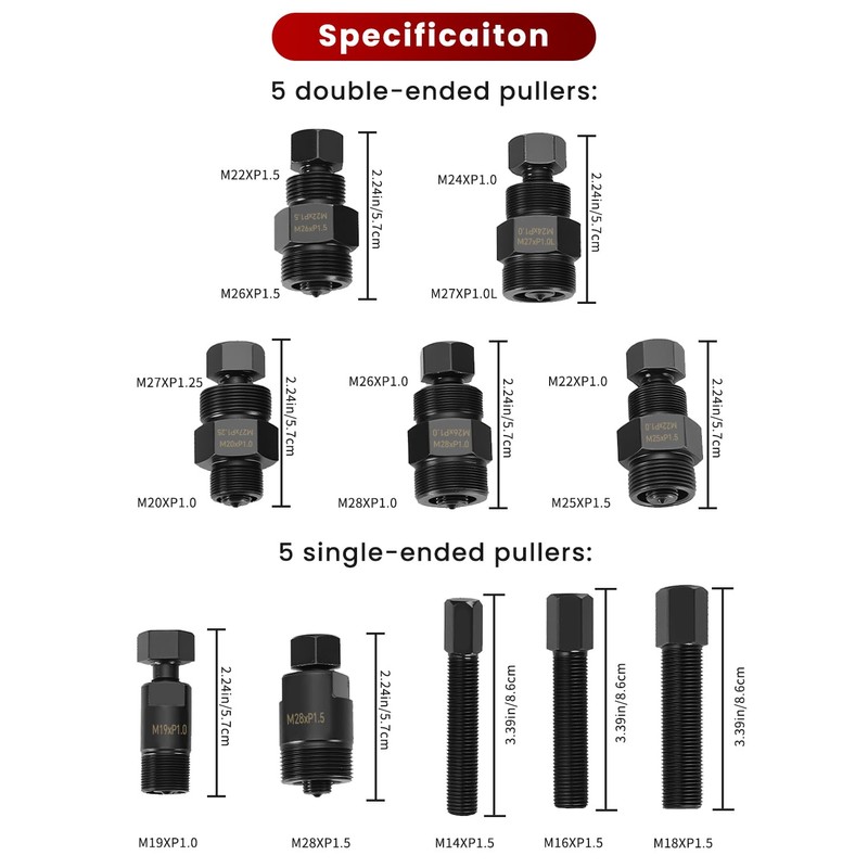 ATPEAM Motorcycle Flywheel Puller Set - 10PCS Universal Flywheel Puller
