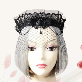 Lurrose Lace Veil Crown Pattern Veil Retro Grenadine Headband Veil Hair Accessories for Bridal Woman