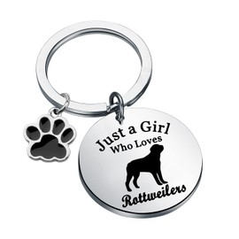 PLITI Rottweiler Gift Rottweiler Mom Gift Just A Girl Who Loves Rottweilers Keychain For Rottweiler Lover Rottie Dog Gift (girl loves rottweilers kyCA)