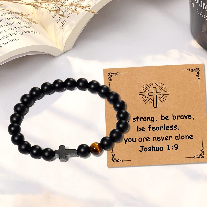 YOTHIWAD Christian Bracelet for Men Women,Natural Stone Bracelets with Inspirational
