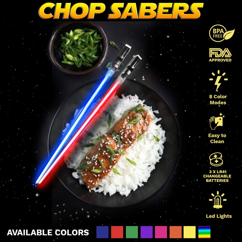 Lightsaber Chopsticks Light Up - LED Glowing Light Saber Chop