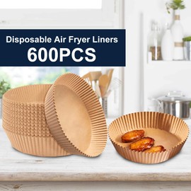 Yenmoz 600 PCS 7.9 Inch Round Air Fryer Baking Paper Liners, Non-Stick Parchment Paper Liners for 5-8QT Airfryer Microwave Oven Frying Pan