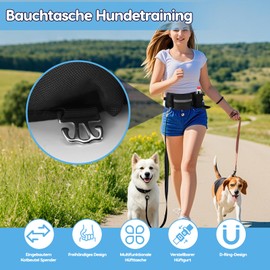 ZESTEFY Bum Bag Dog Training, Bum Bag Dog with Bottle Holder, Dog Treat Bag, Built-in Waste Bag Dispenser, Dog Walking Bag for Walks and Dog Training (Black)
