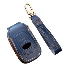 ontto Key case fit for Subaru Ascent BRZ Crosstrek Forester Impreza Legacy Levorg Outback STI WRX XV Leather Remote Key Fob Cover Keyring Accessories Key Shell Keychain Key Holder Blue